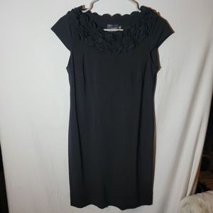 2/$12 Little Black Dress LBD Floral Neck Line Stretch
